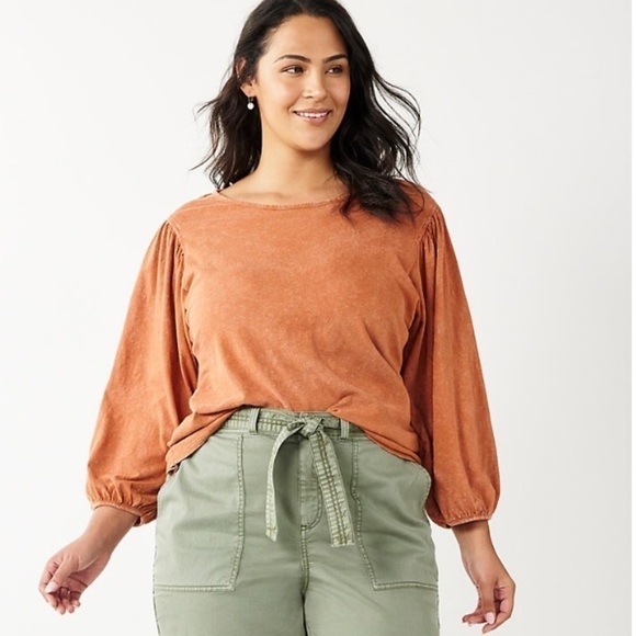 SONOMA 1X Goods For Life Plus slubbed cotton bell sleeve with elastic cu… - Picture 3 of 15